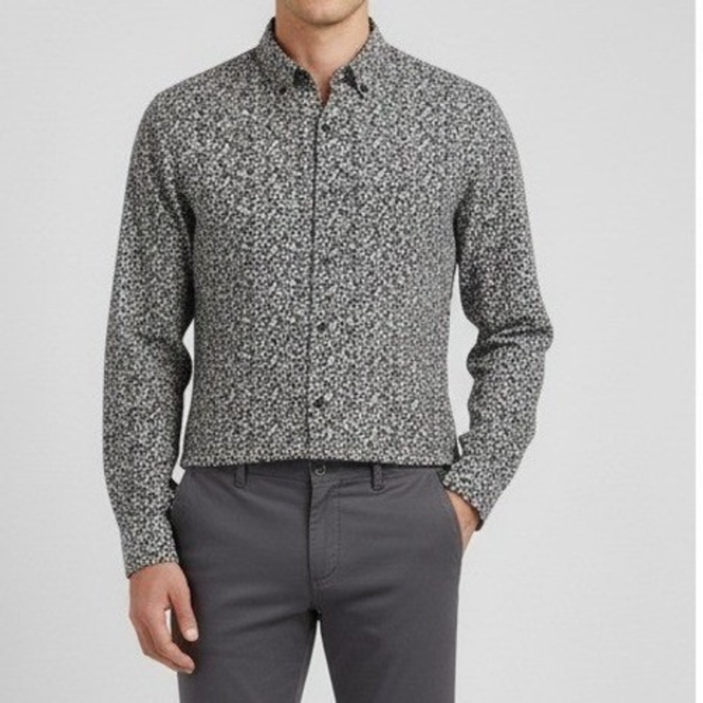 Robert Graham Men's‎ Large Classic Fit Black White Geometric Button Down Shirt